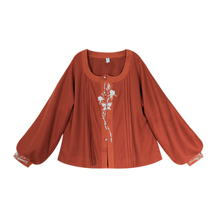 鸢尾小诗 清水溪原创汉服女春秋鸡心领针织上衣改良旋裙日常百搭