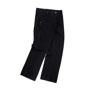 IDLT 宽松微喇 12.8OZ重磅工装牛仔裤水洗高级灰黑男女街头阔腿潮