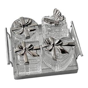 高级感四宫格玻璃干果盘分格带盖轻奢客厅家用零食瓜子糖果小吃盘