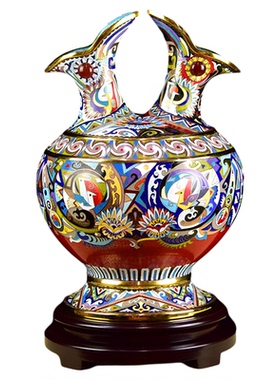 北京珐琅景泰蓝花瓶张同禄双鸠壶