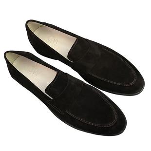 CW2026春季新款乐福鞋男真皮鞋商务英伦休闲翻毛一脚蹬厚底反绒皮