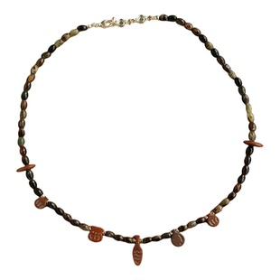 SALE E PEPE 黄澳宝黄玉酒窖串珠项链 黑云母红卵石原创设计 默叙