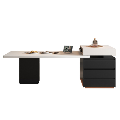 意式极简岩板2025新款厨房岛台餐桌一体家用可伸缩导台高级感倒台