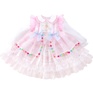 米米哈罗女童洛丽塔公主裙春装2026新款超洋气儿童蓬蓬网纱连衣裙