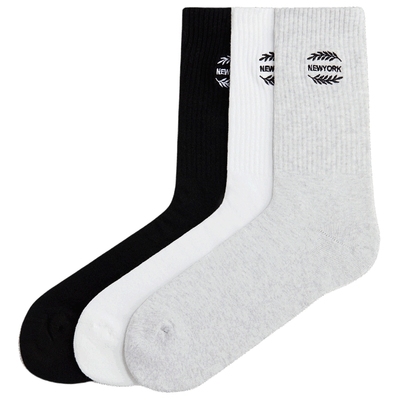 HM男装袜子3双装2025年秋季印花图案罗纹长袜休闲舒适袜1266195