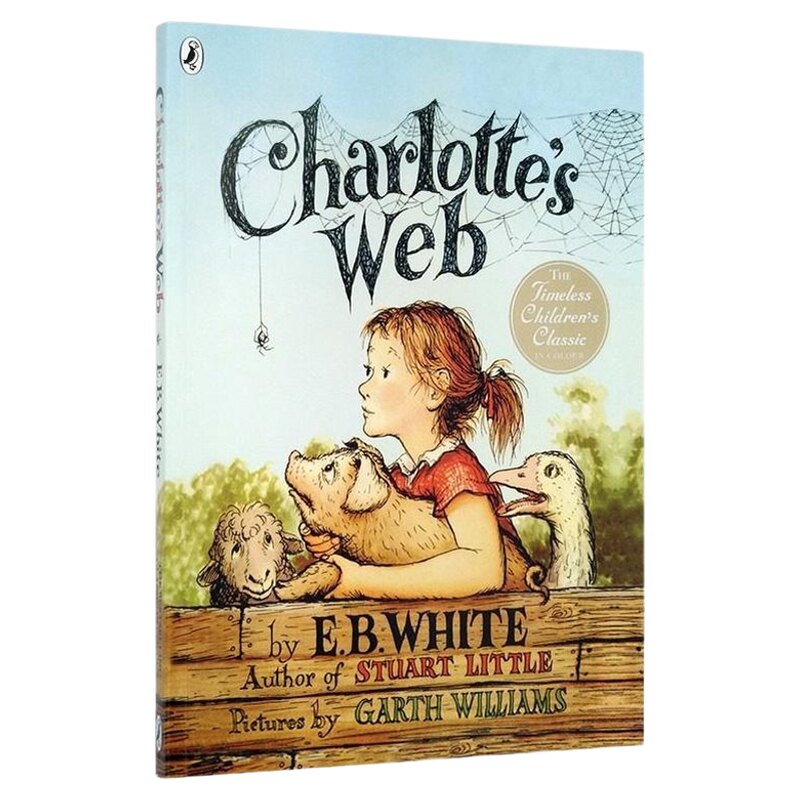 英文原版 Charlotte's web夏洛的网 夏洛特的网 全彩大开本 英版 680L 经典儿童文学英语小说 纽伯瑞奖字体大