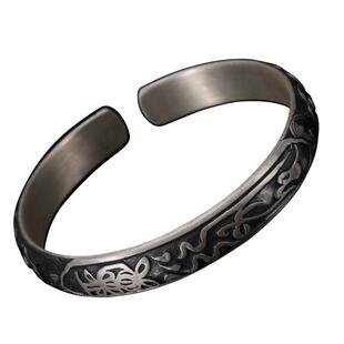 道轩堂 祥云银手镯 999足银男女款 道家手工文创 50g纯银手镯