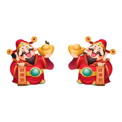 财神爷福袋玻璃门春节氛围贴纸画