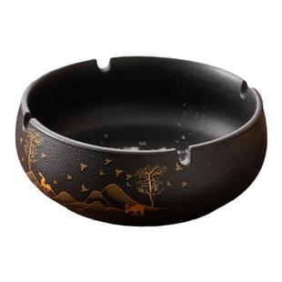 家用大号创意麋鹿烟灰缸陶瓷防风办公室个性潮流桌面装饰烟盅摆件