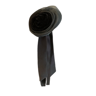 韩国ins温柔知性黑色缎面立体玫瑰花飘带马尾抓夹高颅顶发夹顶夹