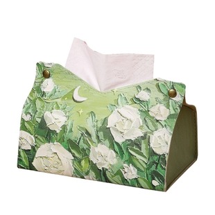 ins轻奢风抽纸盒客厅家用桌面纸抽收纳盒餐纸巾盒油画高级感车载