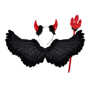 恶魔鬼精灵翅膀背饰黑色天使羽毛翅膀万圣节翅膀儿童表演道具cos