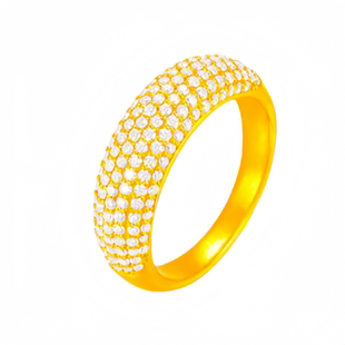 金店同款水贝繁星黄金戒指女金包银满天星素圈对戒情侣尾戒送女友