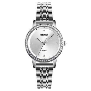 Skmei时尚简约女士手表镶钻简约商务妈妈学生钢带时刻美石英腕表