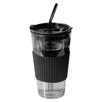 ins风家用带盖带吸管玻璃水杯