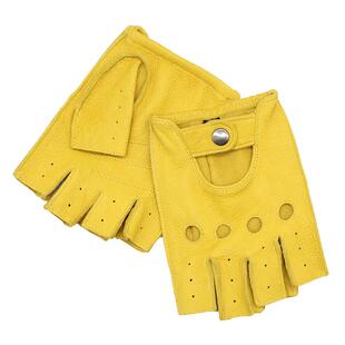 半指手套男鹿皮骑行驾驶复古机车摩托车防滑运动羊皮露指半截手套