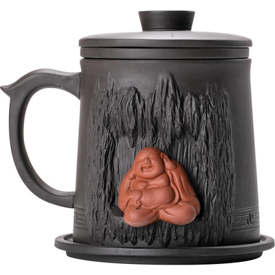 紫砂带盖办公杯喝茶水分离过滤泡茶叶罐个人公司刻字定制男士专用