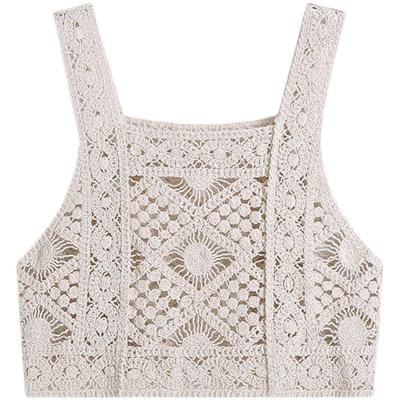 棉线镂空上衣钩花小马甲刺绣