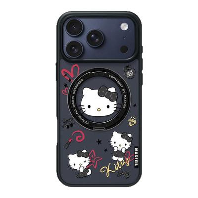 MASFEIL × 赫本凯蒂适用苹果17promax手机壳iPhone16pro新款带支架ip15全包Fo5磁吸支点13可爱高级感保护套