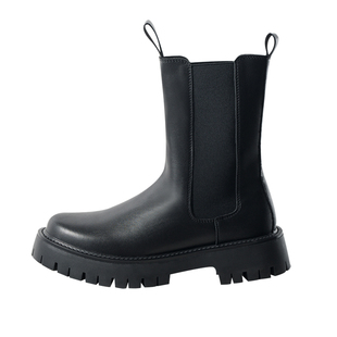英伦风黑色切尔西靴男真皮高帮增高烟筒马丁靴冬季工装百搭长筒靴
