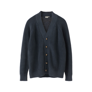 BUTTBILL 25AW复古32支纯棉纱线石磨洗做旧针织卫衣外套V领开衫男