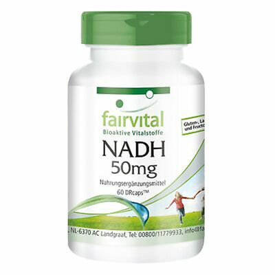 【正品】德国fairvital NADH 50mg高含量细胞线粒体素-60粒