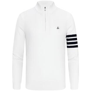 Navigare意大利小帆船白色半拉链毛衣男秋冬款时尚条纹针织打底衫