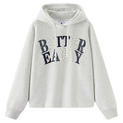 森马卫衣女冬字母加绒高街打底衫