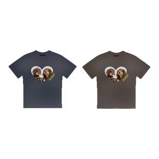 local aliens外星沙龙美式复古腊肠小狗印花正肩短袖水洗做旧t恤