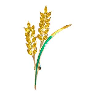 高端金色麦穗胸针女防走光胸口神器别针西装大衣外套高档胸花配饰