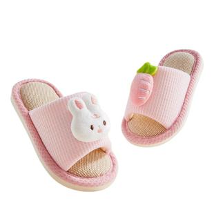儿童拖鞋亚麻春秋夏季室内防滑防臭宝宝幼儿园四季居家男童女童
