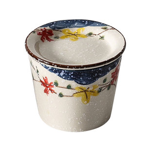 主人杯青花瓷日式陶瓷茶杯带盖茶碗复古咖啡杯喝茶小杯子猪口杯杯