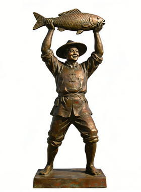 户外铸铜渔民人物雕塑源头工厂
