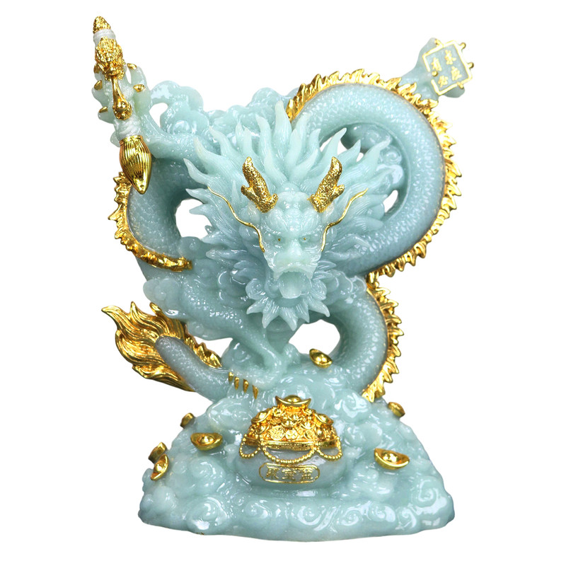 玉石五爪龙摆件招财风水工艺品