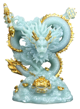 玉石五爪龙摆件招财风水工艺品