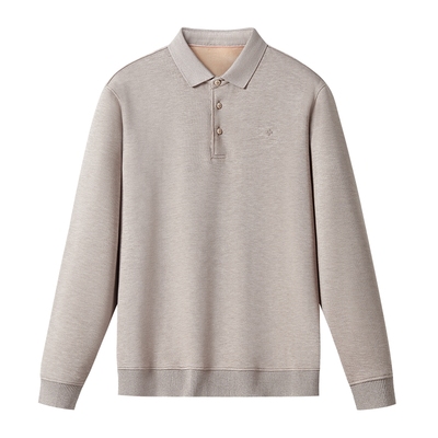 加绒毛衣含羊毛抗起球保暖polo衫