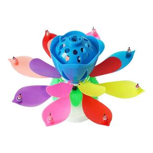 生日蜡烛莲花蛋糕网红儿童创意荷花唱歌音乐惊喜会开花的旋转蜡烛