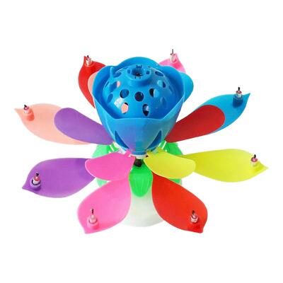 生日蜡烛莲花蛋糕网红儿童创意荷花唱歌音乐惊喜会开花的旋转蜡烛