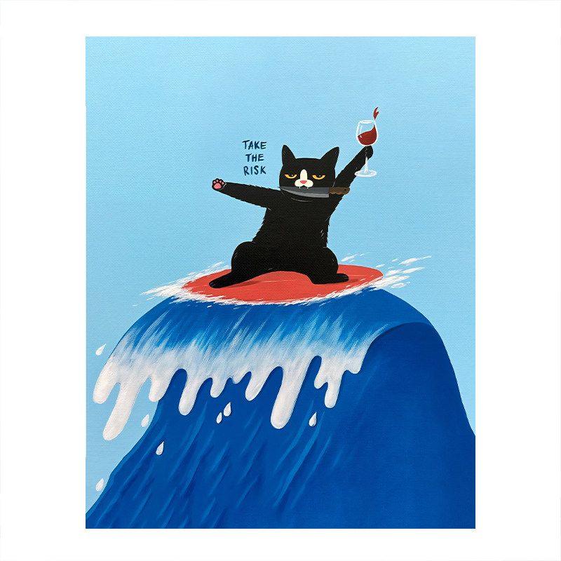 猫咪搞笑美式浴帘免打孔防水