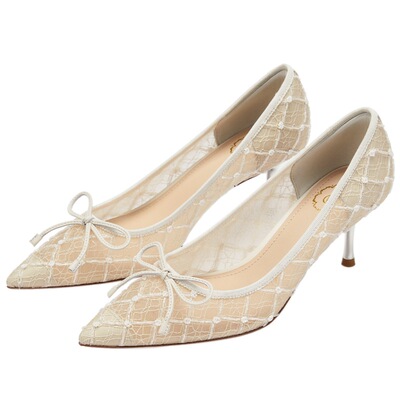 73hours蕾丝尖头高跟鞋宴会婚鞋