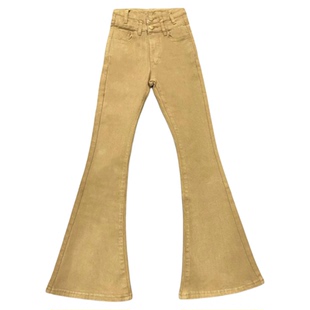 老钱风丰胯微喇牛仔裤女2025年冬季新款高腰显瘦双扣弹力喇叭长裤