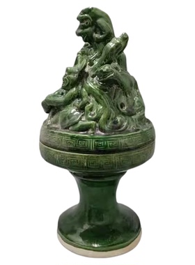 汉绿釉博山炉摆件熏香古典中式