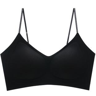 隐形无痕内衣女小胸聚拢上托收副乳套头穿细肩带美背文胸一体背心