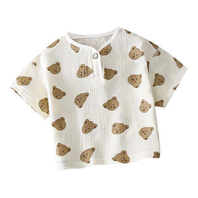 无骨双层纱布短袖透气舒适简约