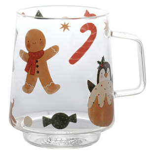 蓝莲花家居圣诞节日礼物玻璃杯一对可爱礼盒小礼品送男女生伴手礼