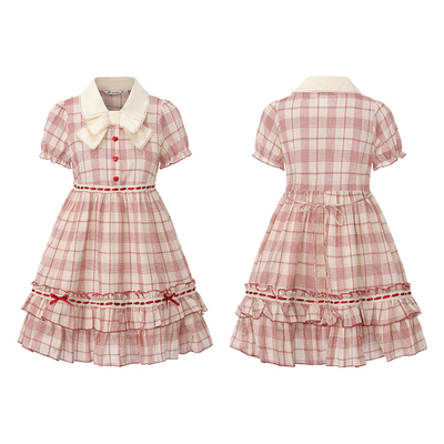 东京岁时记jk红格米色少女连衣裙