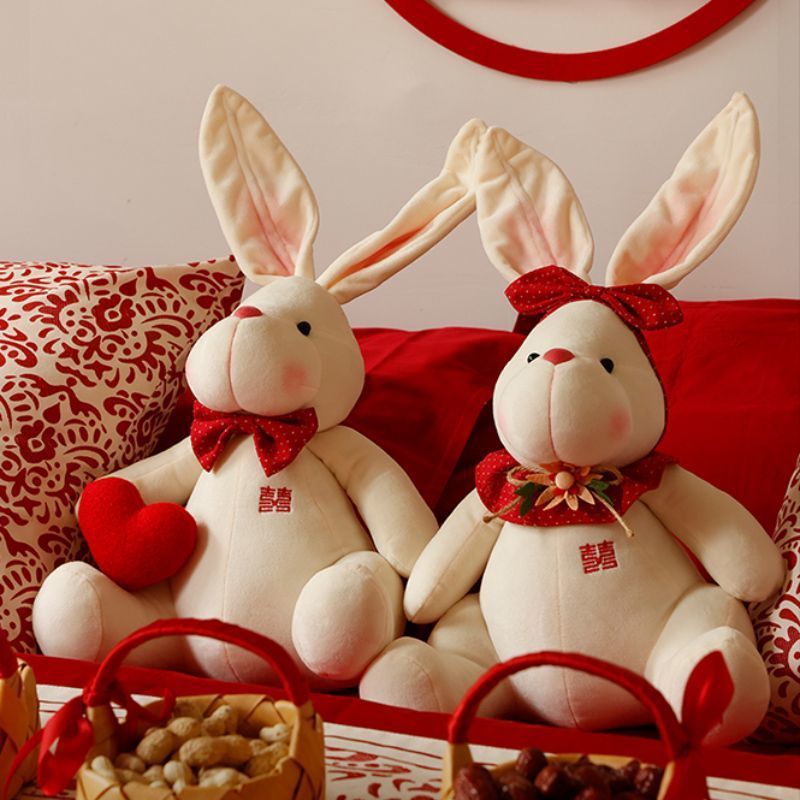 压床娃娃一对结婚高档喜字娃娃公仔抱枕婚房布置新婚礼物送新娘