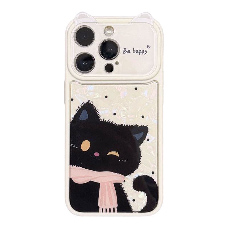 猫耳闪纸黑猫全包防摔可爱治愈