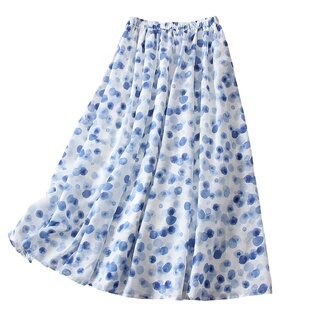 踏进银河 日系少女甜美晕染波点半身裙设计感显瘦宽松中长款a字裙