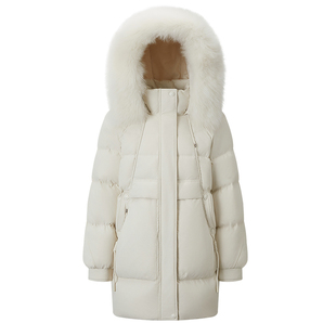 千仞岗2025秋冬新款中长款羽绒服狐狸毛领连帽保暖气质高级感外套